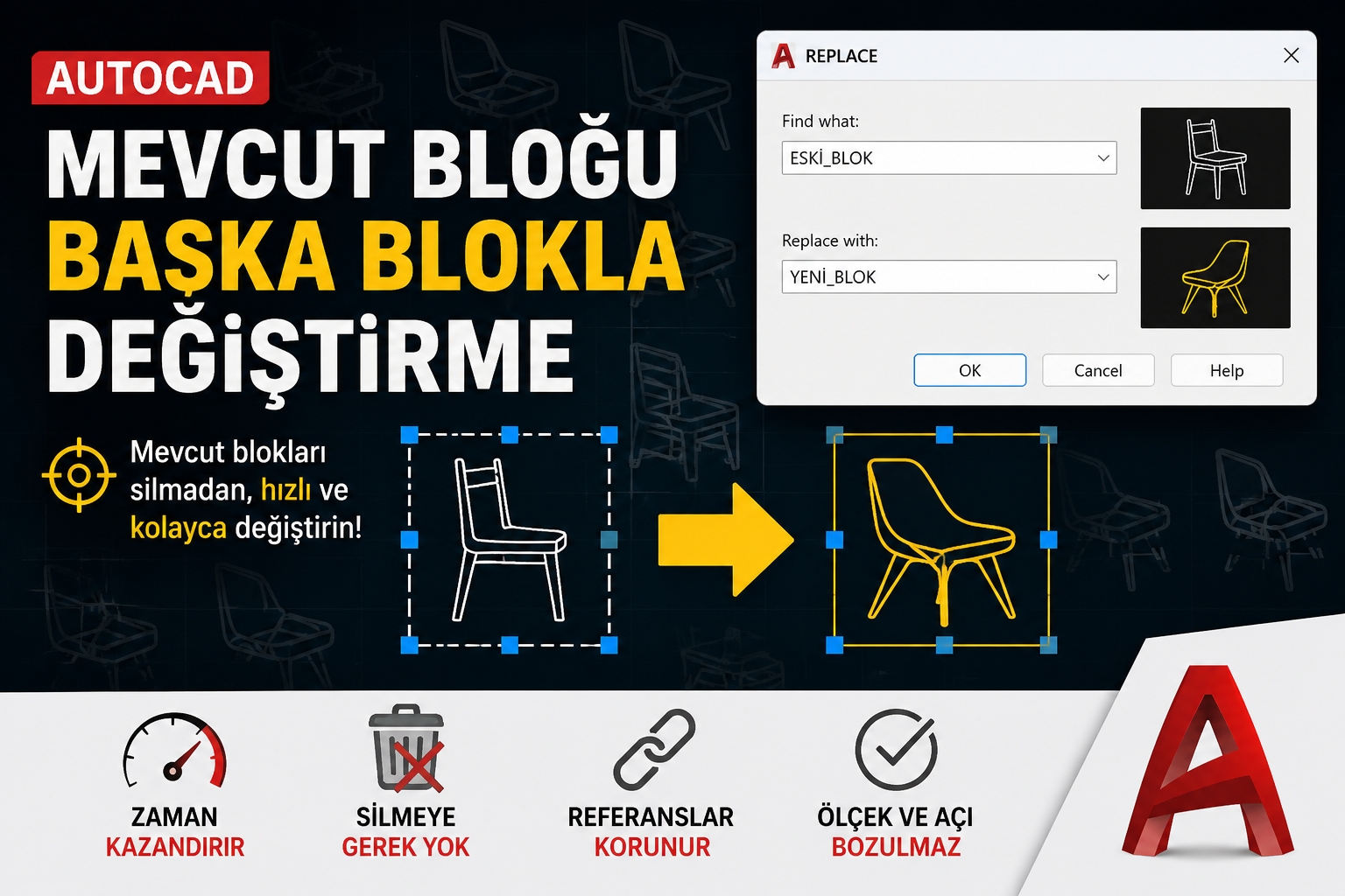 Mevcut bloğu başka blokla değiştirme